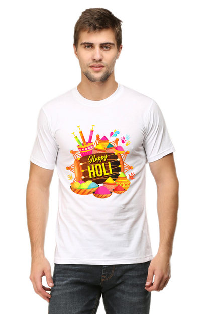 Dhol Beats of Joy: Happy Holi Colors White