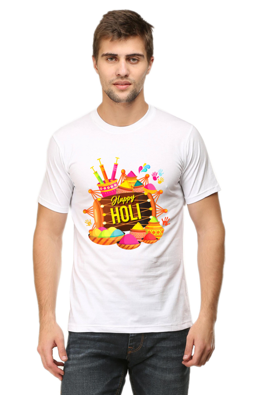 Dhol Beats of Joy: Happy Holi Colors White