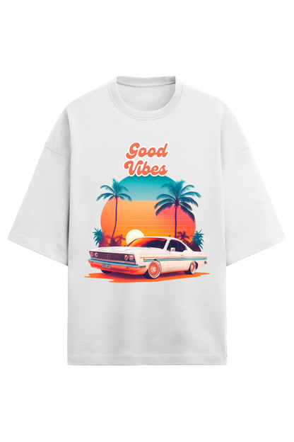 Good Vibes Men's Oversized T Shirts White