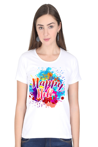 Holi Bliss: Color Splash Background Tee White