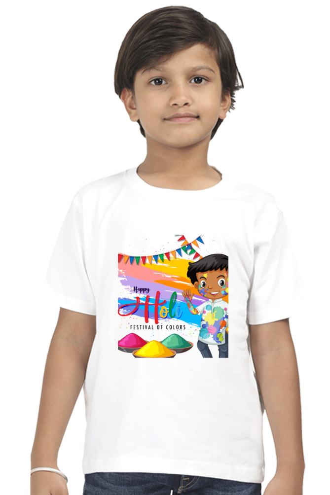 Happy Holi: Festival of Colors Kids' Boy Tee White