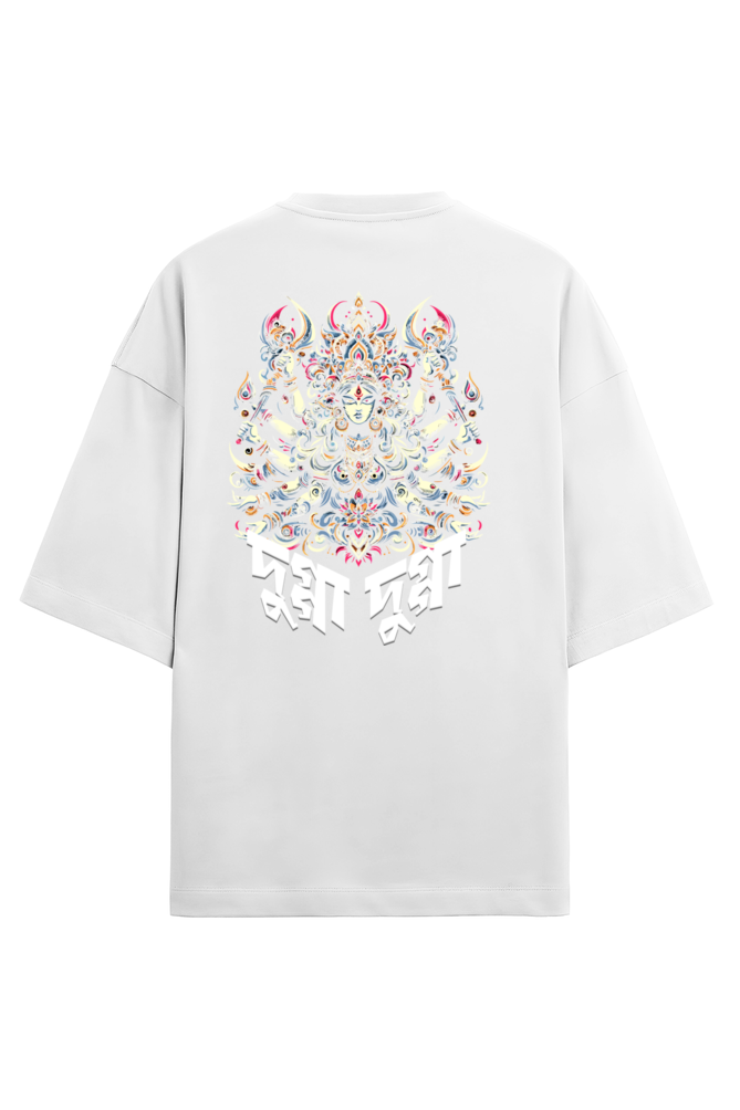 Durga Puja Bengali Oversized T Shirt White