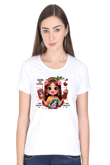 Radha Had Krishna Janmashtami Women T Shirts White