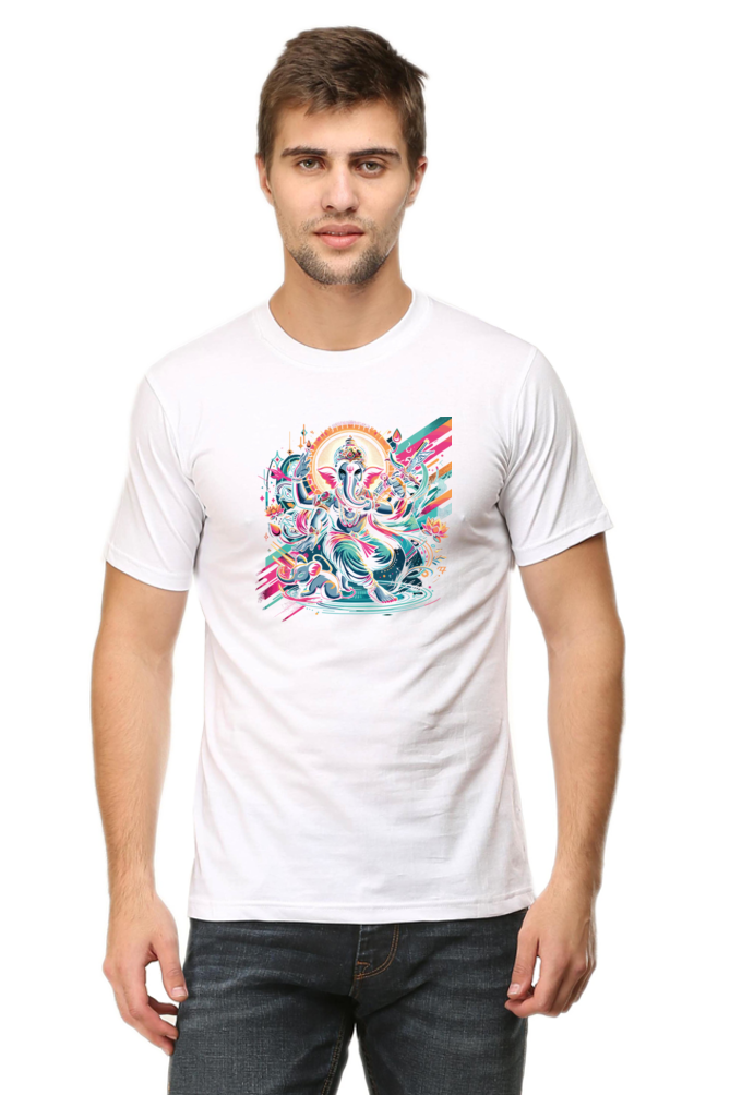 Lord Ganesha 3 Printed Ganesh Chaturthi Men's T Shirts White