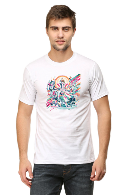 Lord Ganesha 3 Printed Ganesh Chaturthi Men's T Shirts White