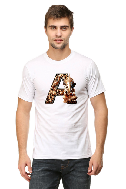 Stylish A Alphabet Ganesh Chaturthi Mens Tshirts