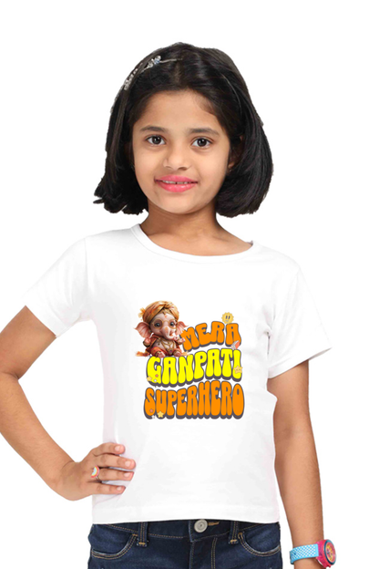 Mera Ganpati Superhero Ganesh Chaturthi Girl's T Shirts