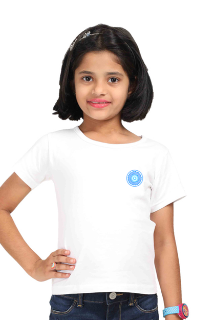 Ashoka Chakra Independence Day Girls T Shirts White