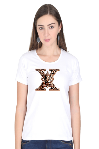 Stylish X Alphabet Ganesh Chaturthi Women T Shirts