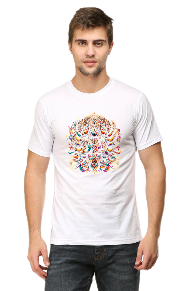 Durga Puja Bengali T Shirt For Men's White