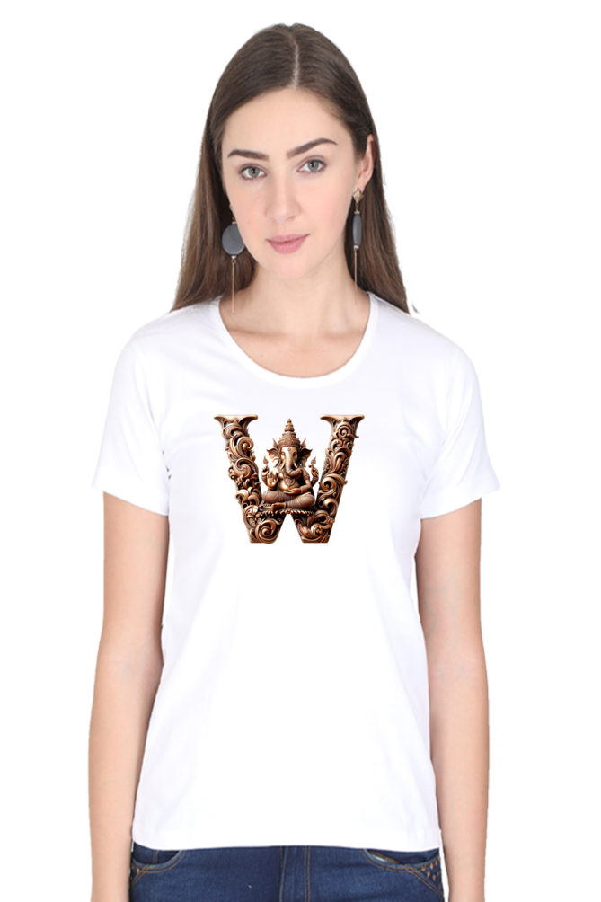 Stylish W Alphabet Ganesh Chaturthi Women T Shirts