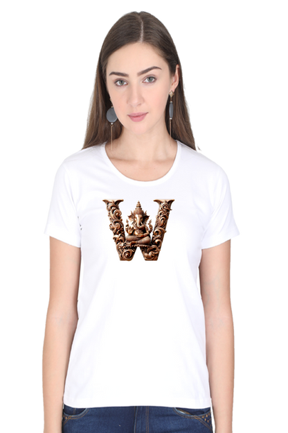 Stylish W Alphabet Ganesh Chaturthi Women T Shirts