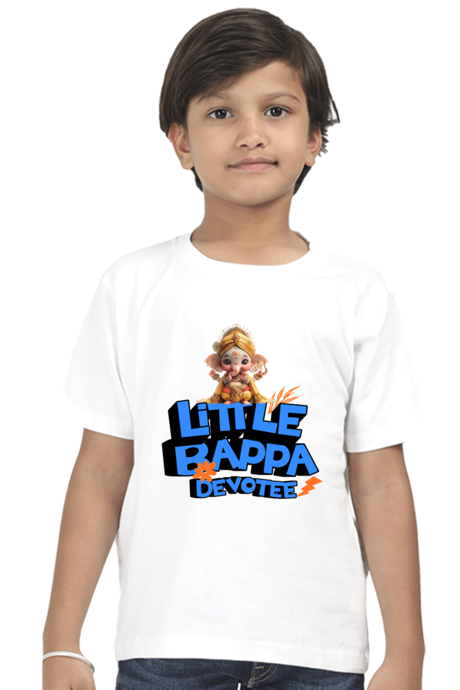 Little Bappa Devotee Ganesh Chaturthi Boy's T Shirts