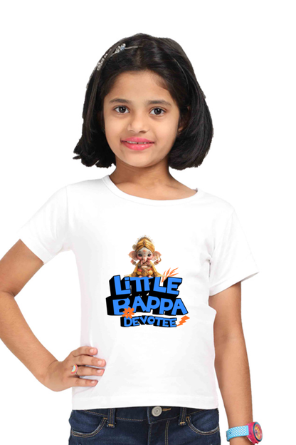 Little Bappa Devotee Ganesh Chaturthi Girl's T Shirts White