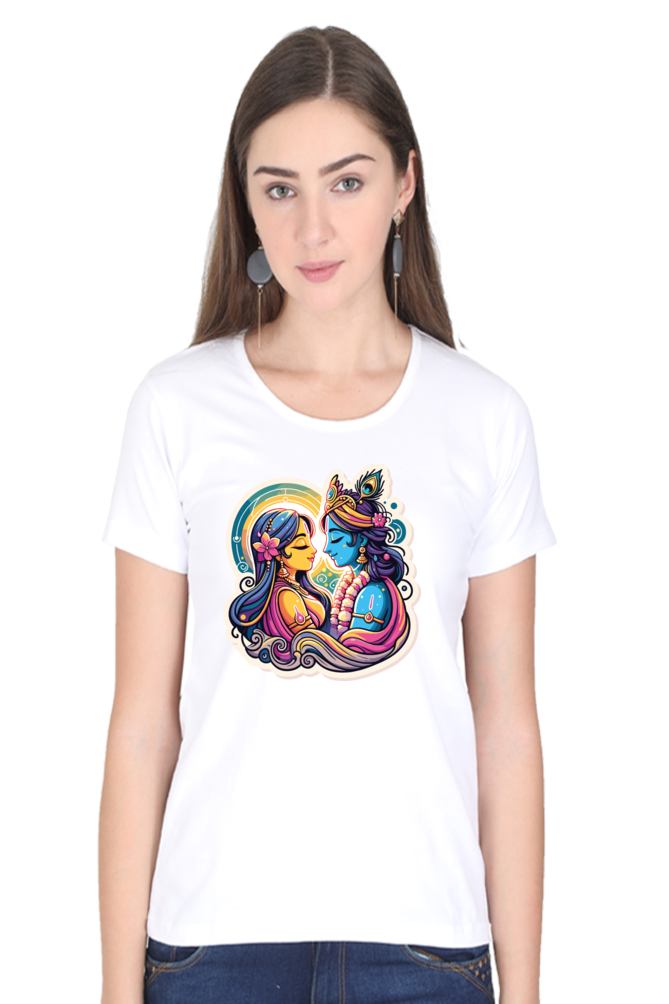 Radha Krishna janmashtami Women T Shirts White