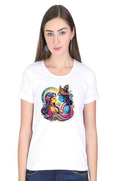 Radha Krishna janmashtami Women T Shirts White