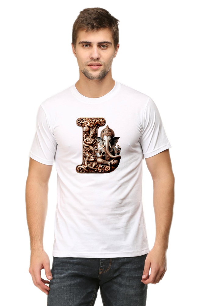 Stylish I Alphabet Ganesh Chaturthi Mens Tshirts White