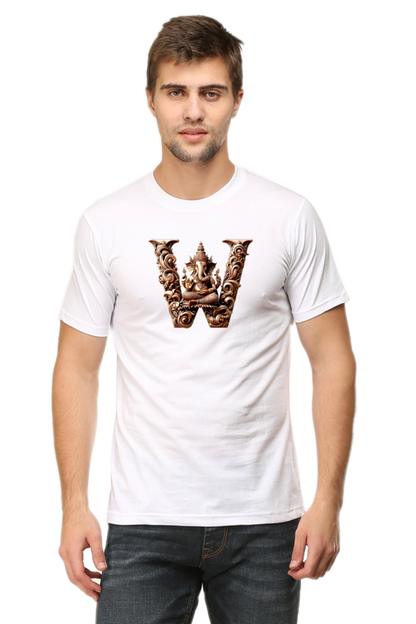 Stylish W Alphabet Ganesh Chaturthi Mens Tshirts