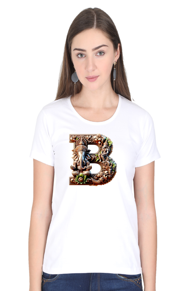 Stylish B Alphabet Ganesh Chaturthi Women T Shirts