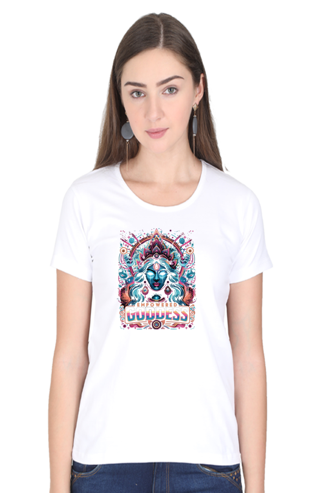 Durga Puja Bengali T Shirt For Women 3 White