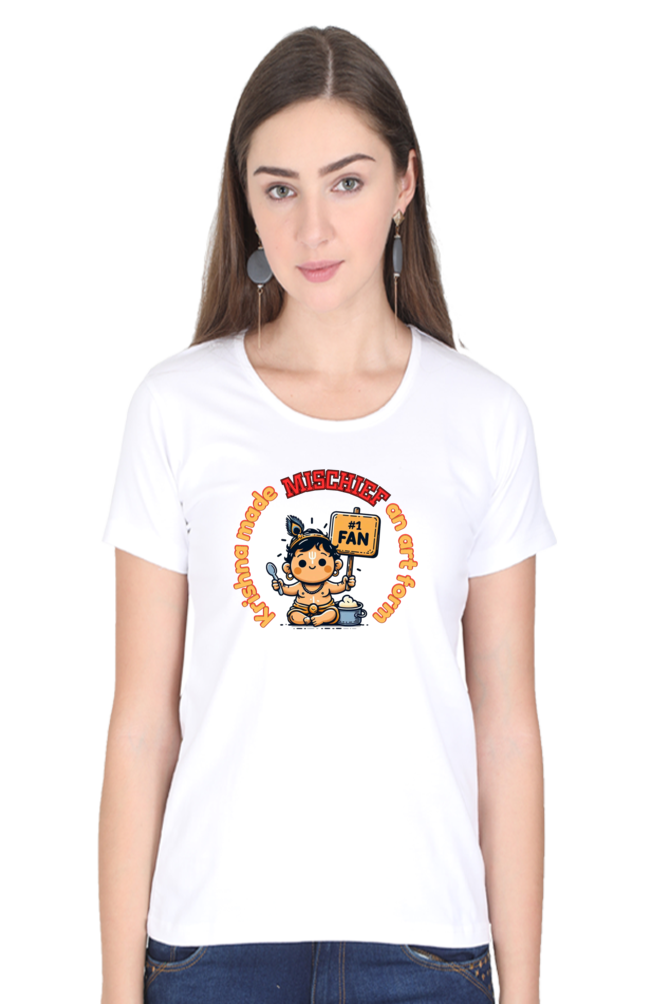 Krishna Made Mischief An Art Form Janmashtami Women T Shirts White