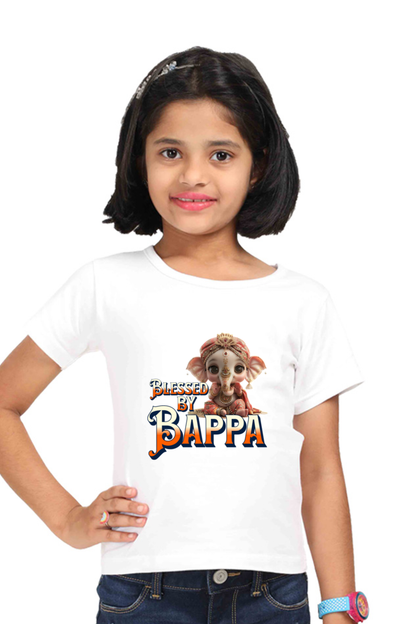 Blessed By Bappa Ganesh Chaturthi Girl's T Shirts