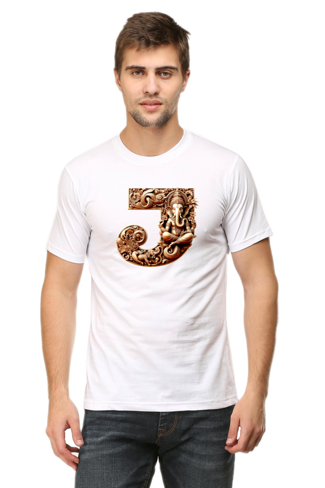 Stylish J Alphabet Ganesh Chaturthi Mens Tshirts