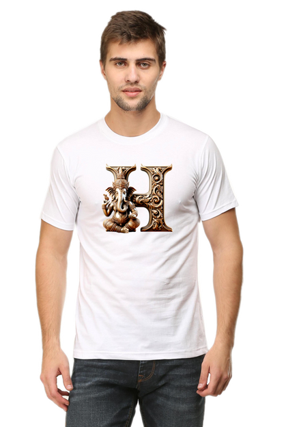 Stylish H Alphabet Ganesh Chaturthi Mens Tshirts