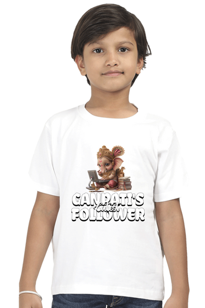 Ganpati's Cutest Follower Ganesh Chaturthi Boy's T Shirts