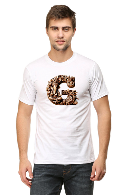 Stylish G Alphabet Ganesh Chaturthi Mens Tshirts