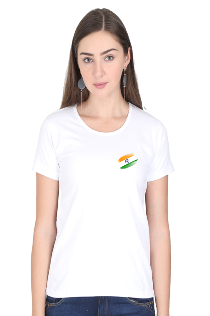 Indian National Flag Independence Day Women T Shirts White