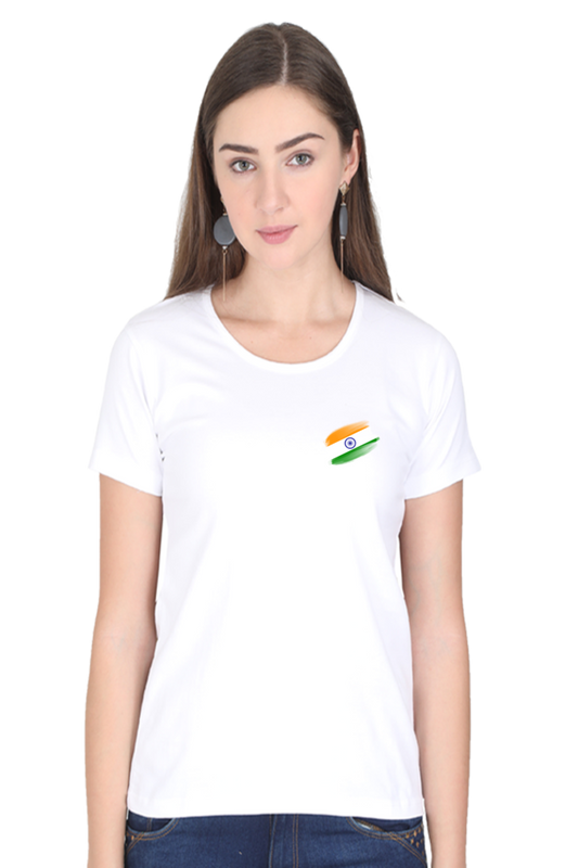 Indian National Flag Independence Day Women T Shirts White