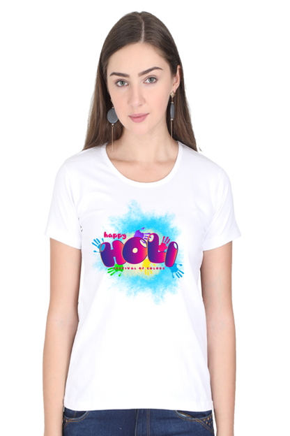 Vibrant Celebration: Happy Holi Color Splash Tee White