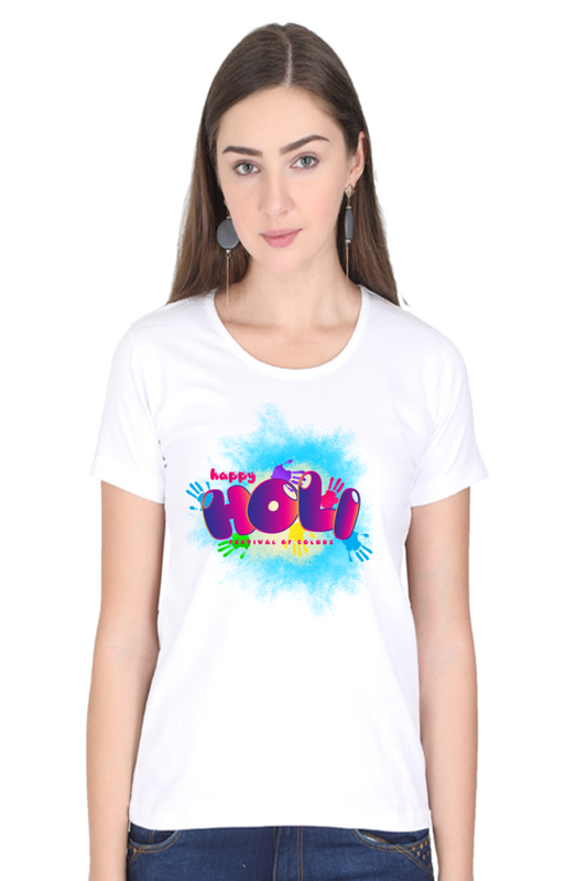 Vibrant Celebration: Happy Holi Color Splash Tee White