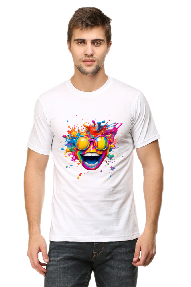 Color Burst Goggles: Holi Festival Tee White