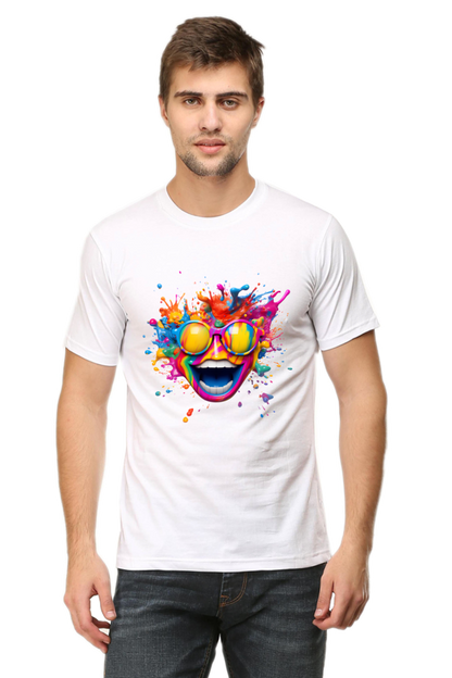 Color Burst Goggles: Holi Festival Tee White