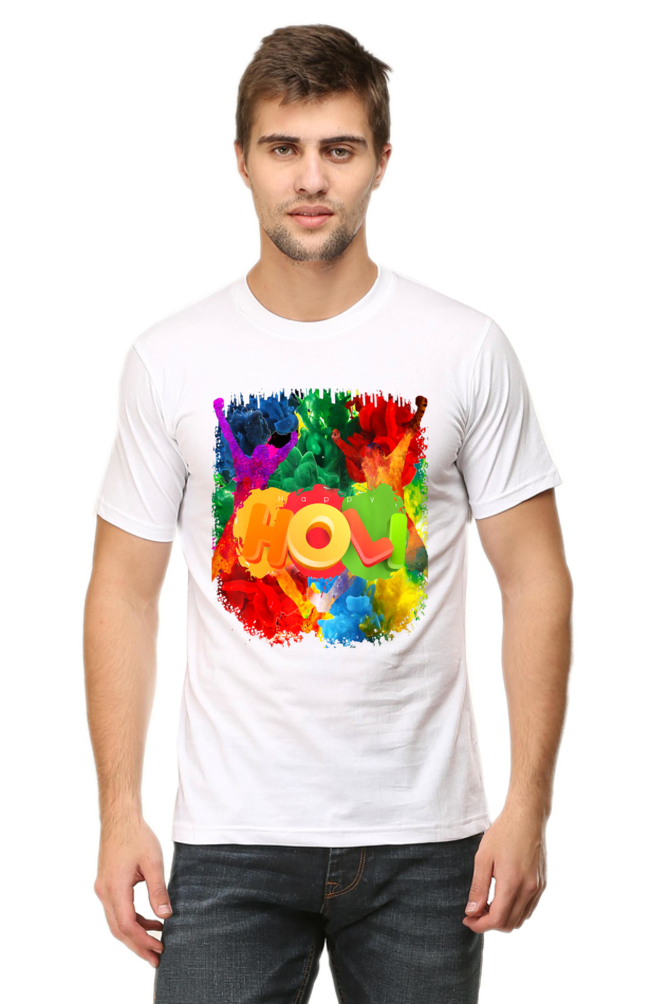 Happy Holi: Color Burst Blast and Dance T-shirt White