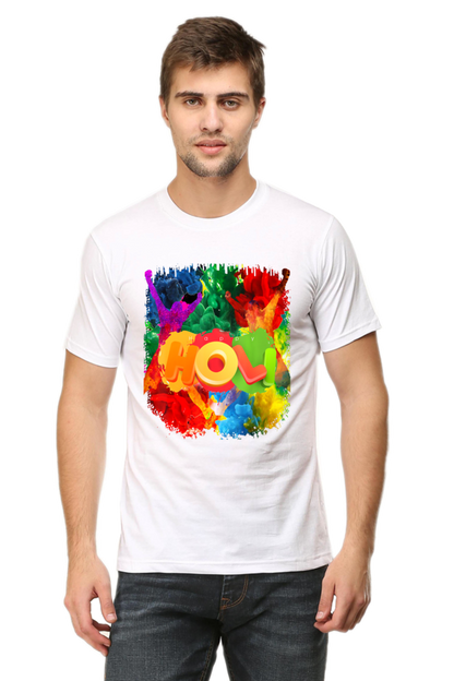 Happy Holi: Color Burst Blast and Dance T-shirt White