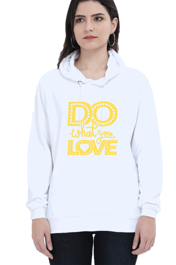 "Do What you Love" Hooded Sweatshirt for Girls and Women - Rainbow Vinyl Print White