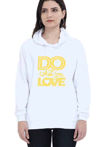 "Do What you Love" Hooded Sweatshirt for Girls and Women - Rainbow Vinyl Print White