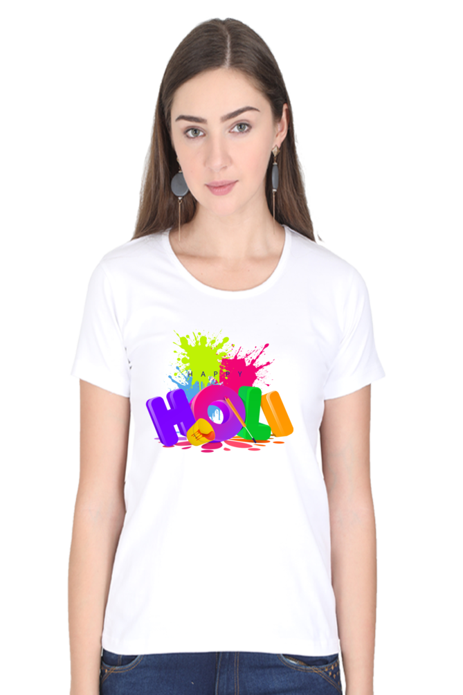 Cheerful Holi Splash: Color Bucket Tee White