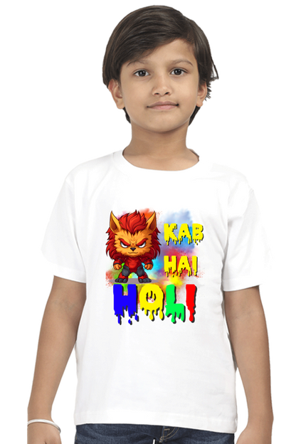 Kab Hain Holi - Boys' Kid T-Shirt White