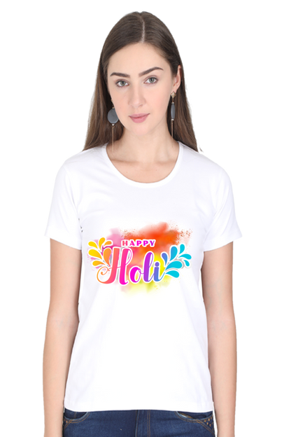 Vibrant Holi Delight: Celebratory Tee White