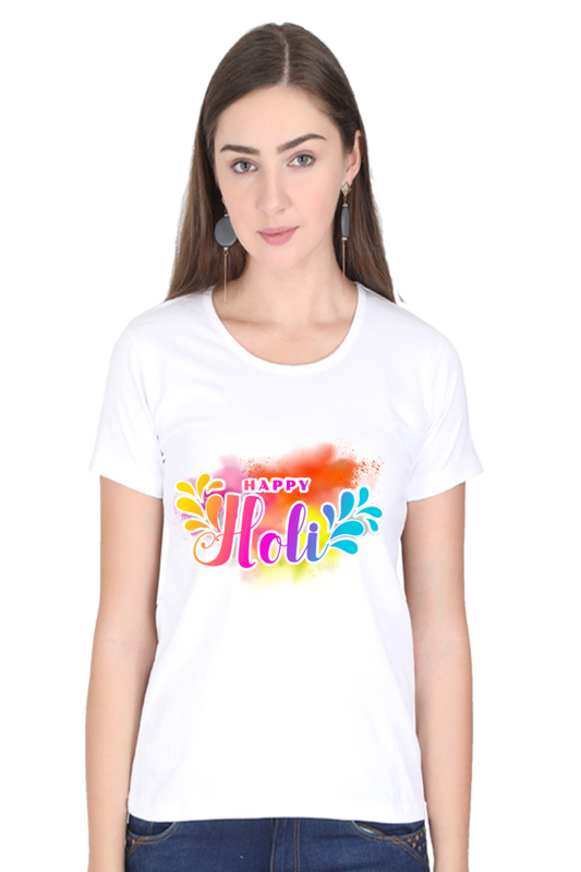 Vibrant Holi Delight: Celebratory Tee White