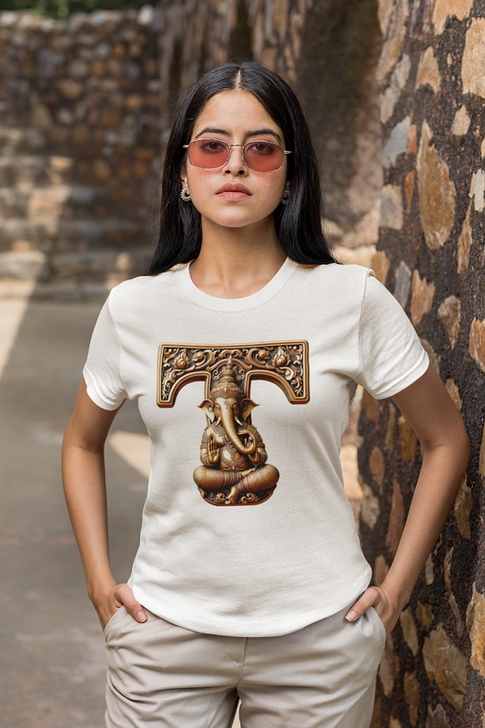 Stylish T Alphabet Ganesh Chaturthi Women T Shirts