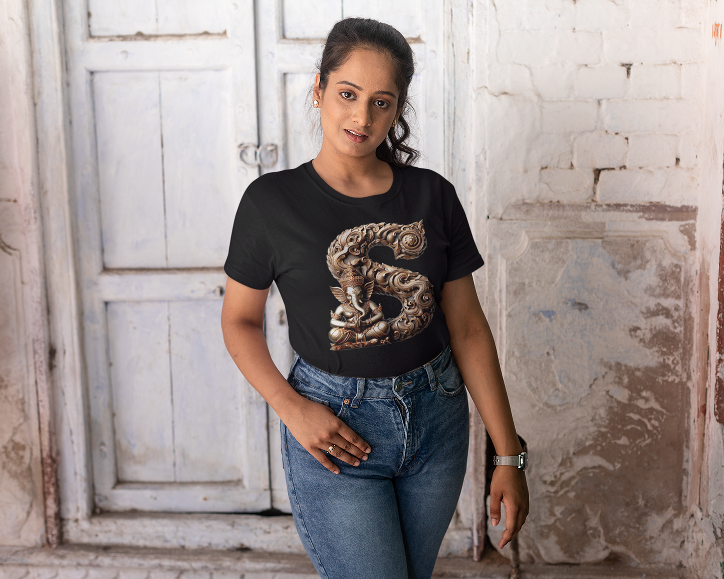 Stylish S Alphabet Ganesh Chaturthi Women T Shirts