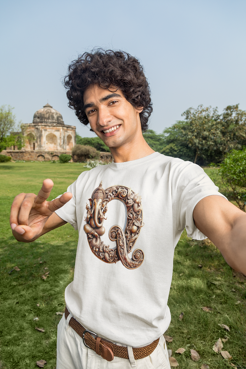 Stylish Q Alphabet Ganesh Chaturthi Mens Tshirts