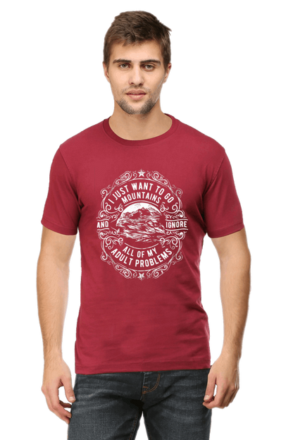 I Just Want To Go Mountains Men's T Shirt Maroon