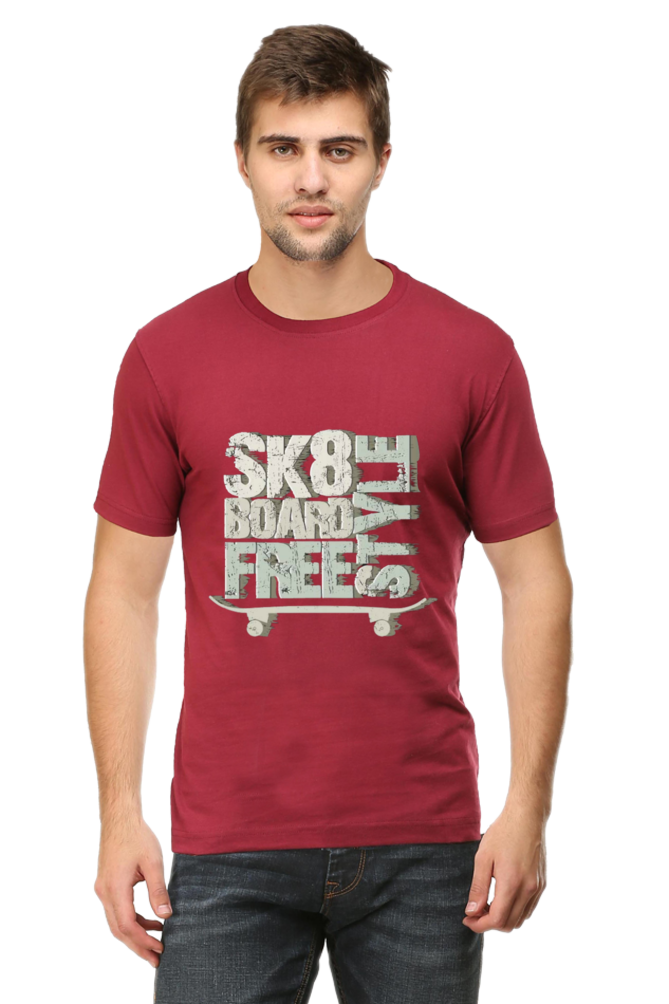 Skate Board Free Style Men's T Shirt Maroon