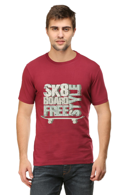 Skate Board Free Style Men's T Shirt Maroon